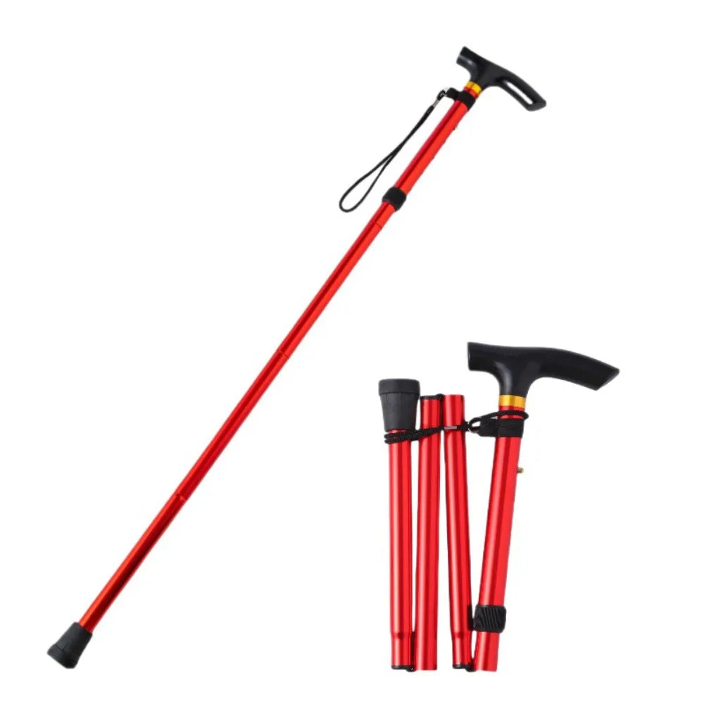 Lightweight Telescopic Trekking Stick Strengthen Adjustable Crutches 5-Section Portable Folding Canes for Adults Elderly People