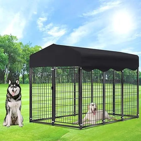 Very /Outdoor Dog Kennel For Large Dogs, 6.2x4x4.5Ft Large Outdoor Kennel With Roof Welded Wire Steel Dog House Dog Cage Outside