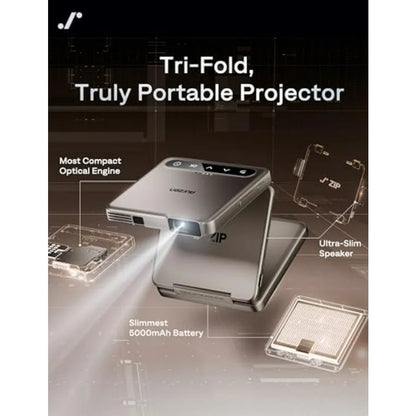 Portable Mini Projector for Cookie Art Gold ZIP Tri-Fold DLP Pocket Size Zero-Lag Focus One-Click Screen Mirroring Full-Screen