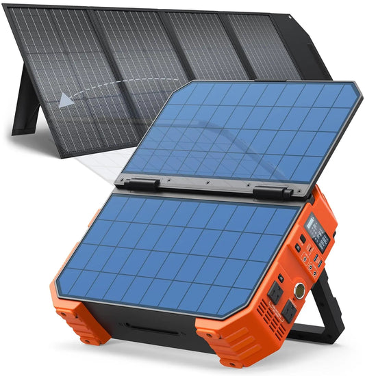 Portable Power Station with 120W Solar Panel, 1600W (Peak 3200W) Solar Generator Built-in Solar Panel, 1024Wh, Customized