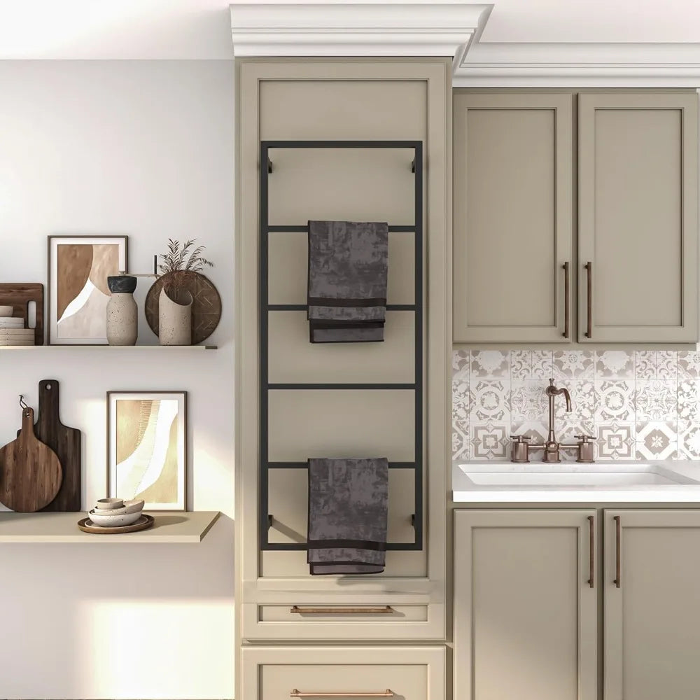 Stylish Wall-Mounted 6-Tier Towel Rack - Rustproof and Compact for Efficient Drying, Ideal for Contemporary Farmhouse Decor