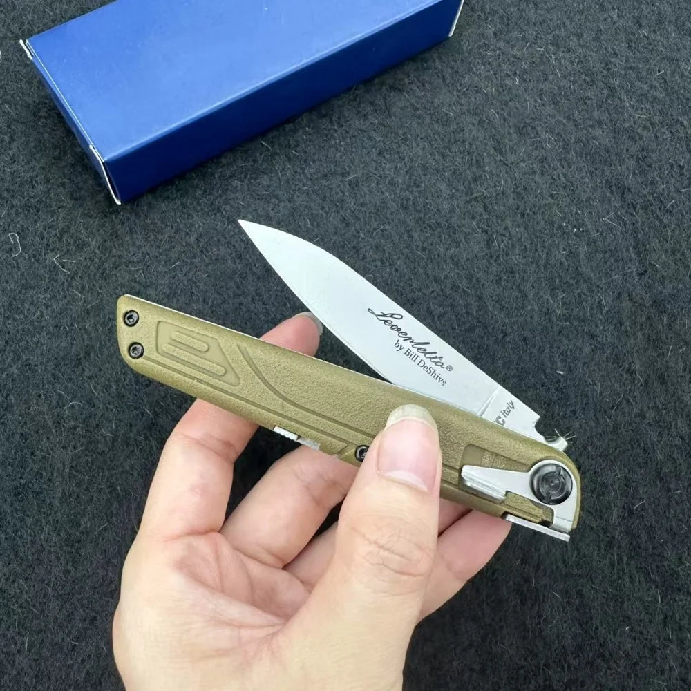 AKC ITALY LEVERLETTO Bill DeShivsOutdoor Hunting Pocket Knife ABS Handle 440C Blade EDC Outdoor Hunting Survival Camping Knives