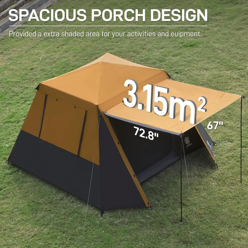 Blackout 6 Person Camping Tent, Instant Cabin Tent for Family with Vestibule and Large Mesh Windows, 60s Easy Setup, Double Lay