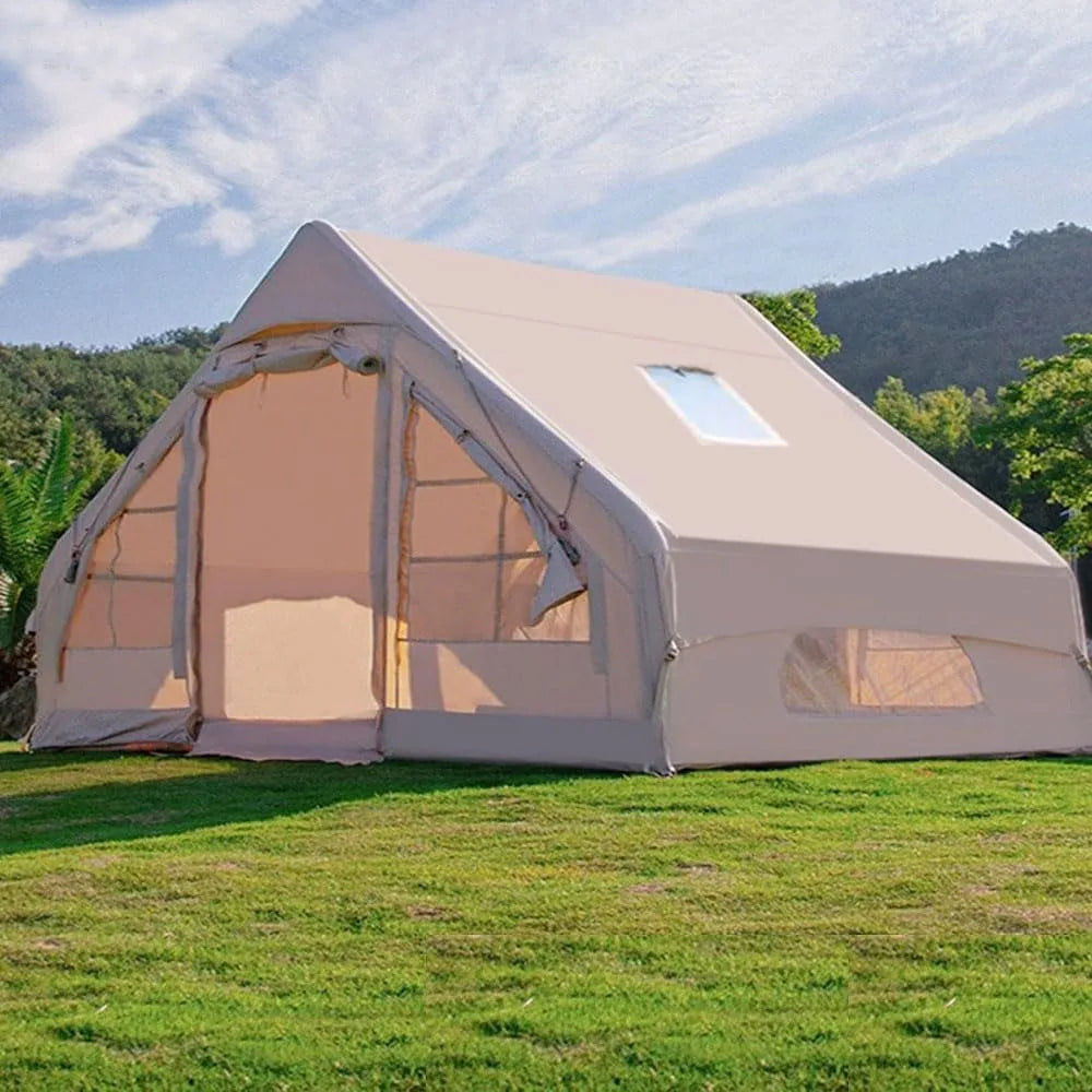 Capacity for 4-6 People, Outdoor Inflatable Camping Deluxe Tent 6.3 Flat Inflatable House Oxford Cloth Tent, Double Door Air Pum