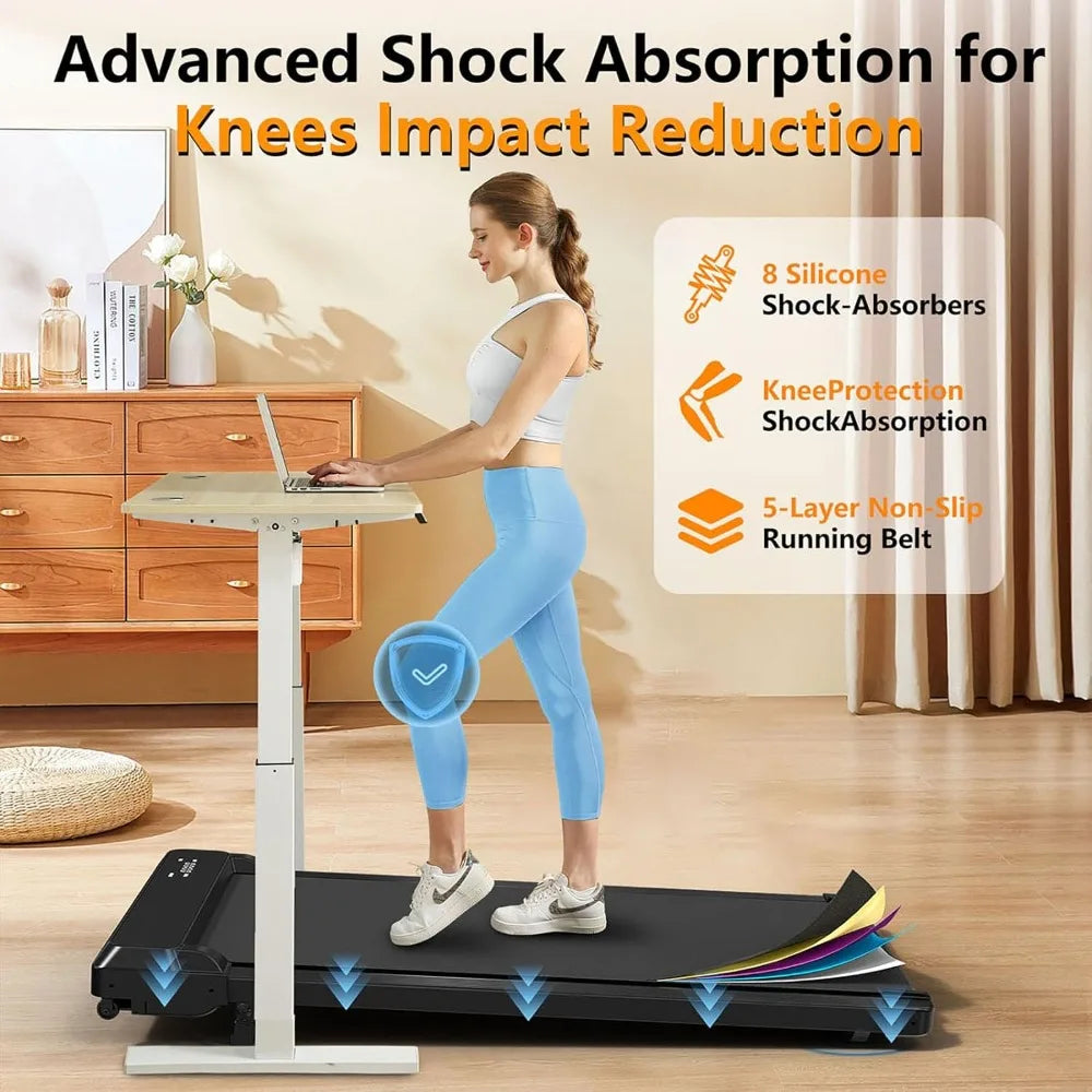 Compact 2.5HP Incline Treadmill for Walking and Jogging, Desk-Under Dual Functionality with Adjustable Incline for Fitness Enthu