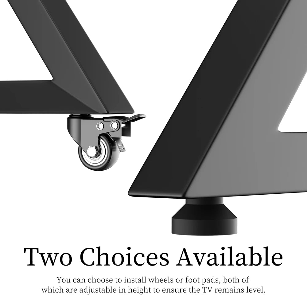 unho Mobile TV Floor Stand with Wheels for 65 to 100 inch Large Flat Screen up to 220lbs, Adjustable Heights TV Mount Stands