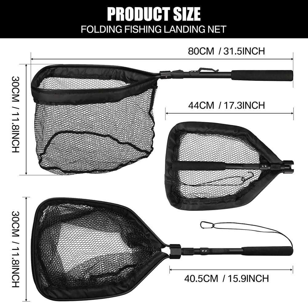 Floating Fishing Net Telescopic & Foldable Fish-Friendly for Salmon Fly Catfish Bass Trout Landing Net Easy Catch & Release