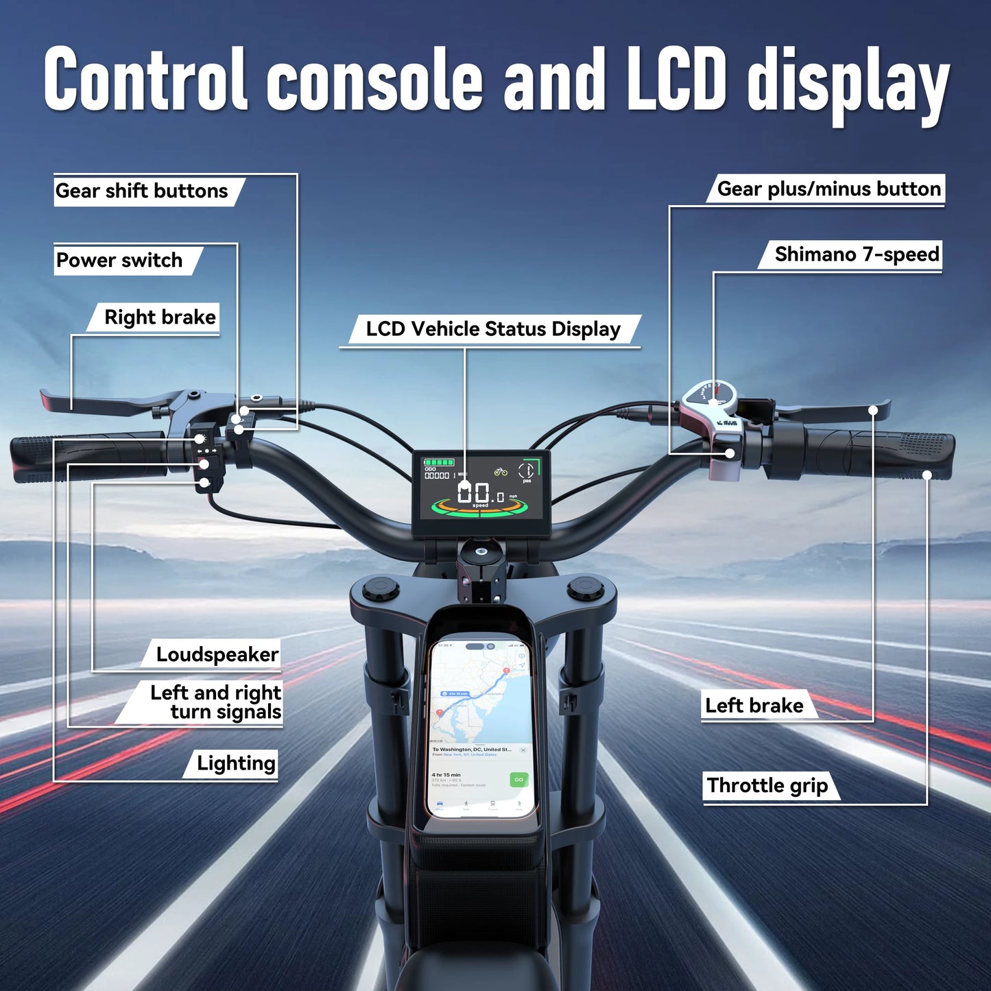 ZorixBike R8 Pro Electric Off-Road Bike 20x4" 3000W 35Mph 80Mile 48V 23Ah,7 Speed Wide Tire All Terrain E-Bike For Adult