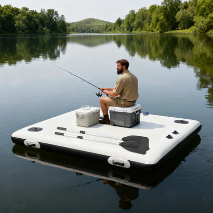 Portable Fishing Boat Inflatable Boat Inflatable Floating Platform for Lake/Swimming Pool 8 PSI