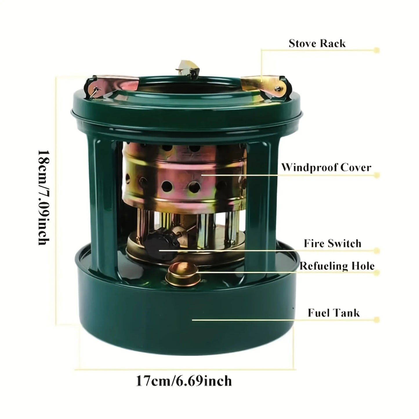 Portable Kerosene Stove, Efficient Camping Stove with Windscreen, Outdoor Cookware Suitable for Backpacking, Hiking, Picnics and Emergency Preparedness, Camping Picnic Stove (Fuel Not Included)