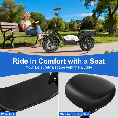 Electric Scooter Adult 14 26 Inch 1000w 30-60miles 48v 10a 15a 17.5a Removable Battery,adjustable Front Brake Seat Electric Bike