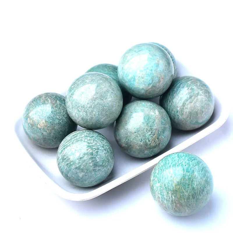 1PC 100% Natural Amazonite Ball Polished Globe Massaging Ball Reiki Healing Stone Home Decoration Exquisite Gifts Souvenirs Gift