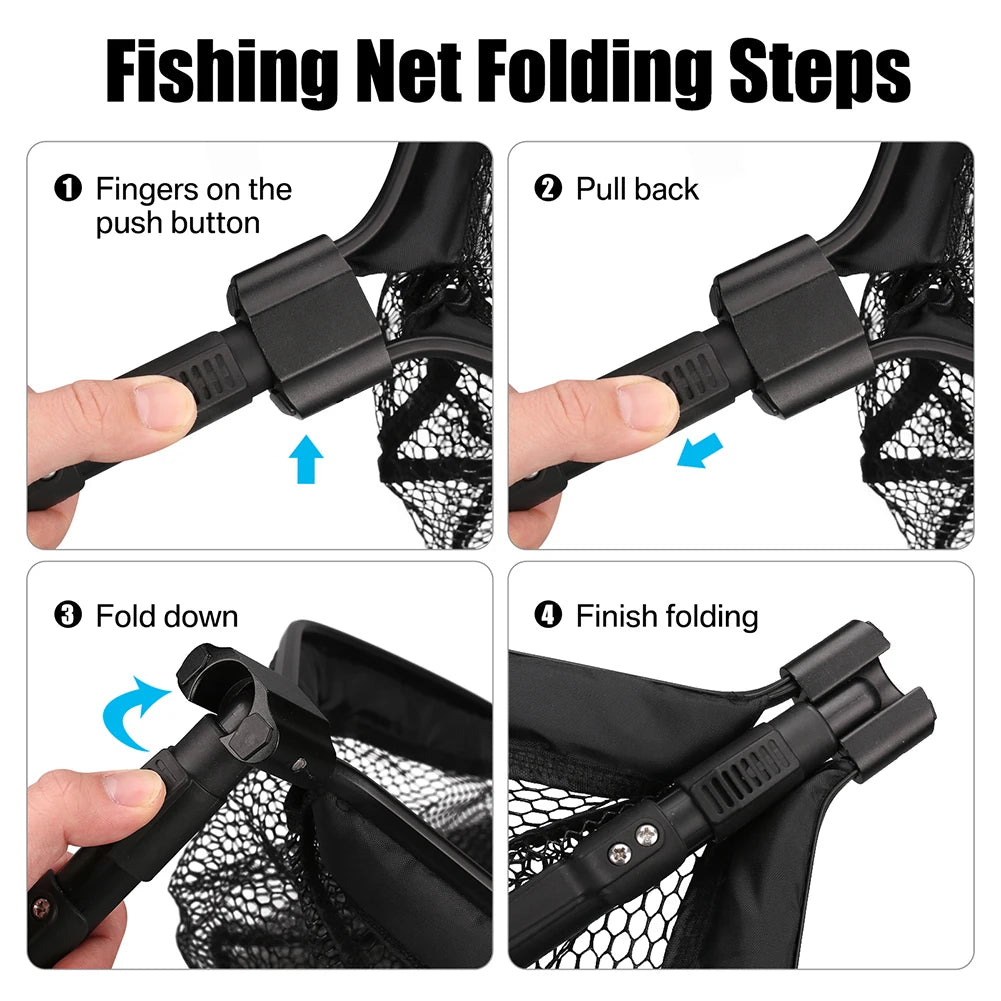 Floating Fishing Net Telescopic & Foldable Fish-Friendly for Salmon Fly Catfish Bass Trout Landing Net Easy Catch & Release