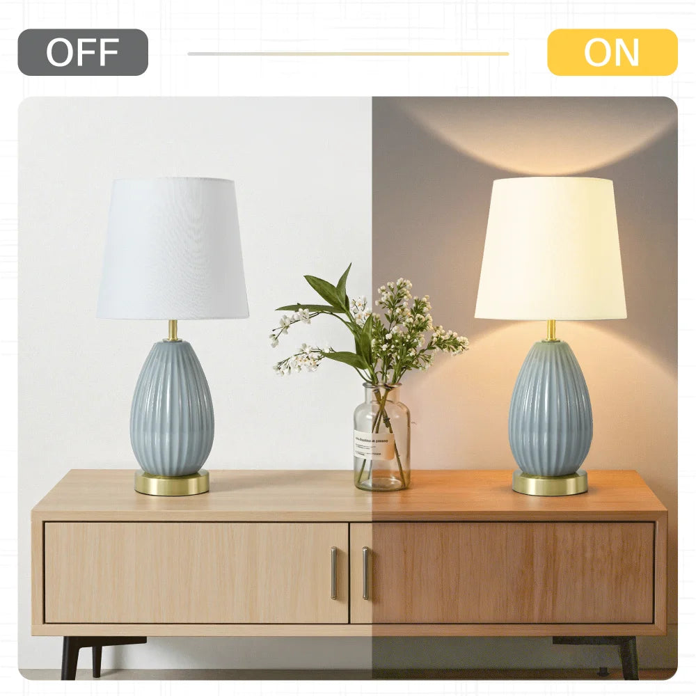 18-Inch Table Lamp with E26 Black Bakelite Socket, 60W Max (Bulb Excluded), Rotary Switch, Antique Brass & Light Blue Finish