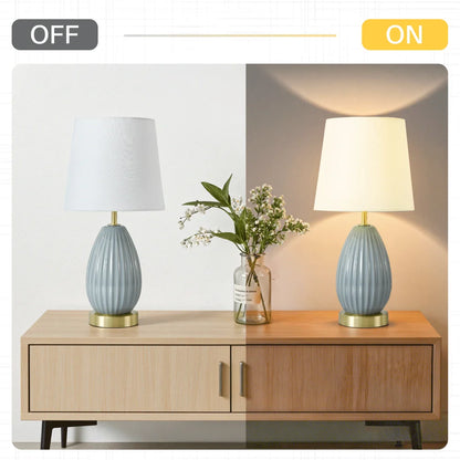 18-Inch Table Lamp with E26 Black Bakelite Socket, 60W Max (Bulb Excluded), Rotary Switch, Antique Brass & Light Blue Finish