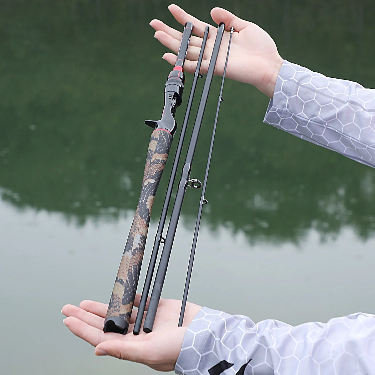 Sougayilang 1.8m/1.98m/2.1m Spinning Casting Fishing Rod Ultralight Weight Carbon Fiber for Travel Freshwater Fishing Pesca