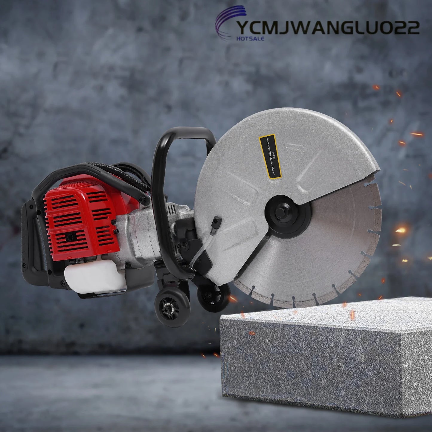Gas Powered Cement Wet Dry Masonry Concrete Cut Off Saw 1400W 52CC Circular Saws With 350Mm Blade Adjustable Cutting Depth