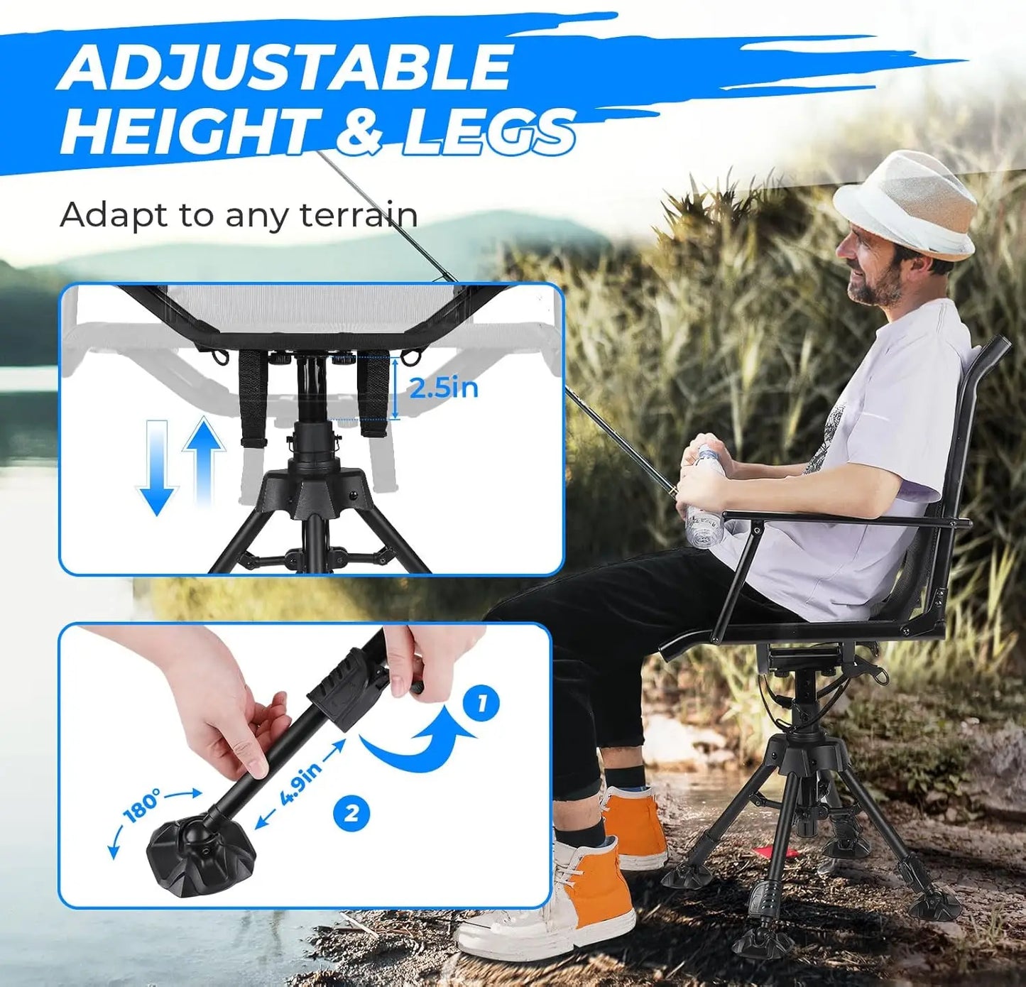 Hunting Blind Chair 360 Degree Silent Swivel, 300 Lbs Height Adjustable Quick Folding Portable Comfortable Hunting Deer·Hot Sale