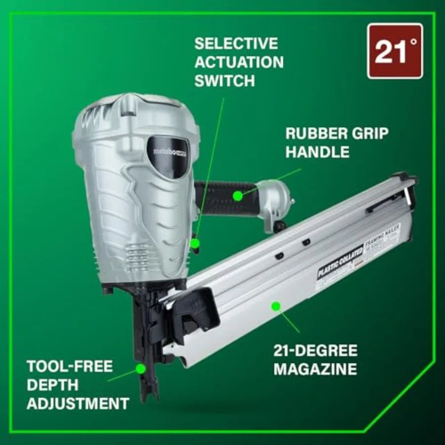 Framing Nailer Pro-Preferred Power Nailer for Flooring Roof Decking and More Lightweight 7.5 lbs Framing Tool for 21