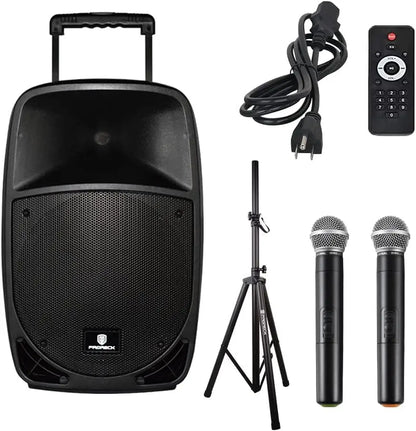 PRORECK Freedom 12 Portable Wireless 12" 500W PA Speaker with Rechargeable Battery, BT/USB/SD/FM, Remote & Wireless Mic.