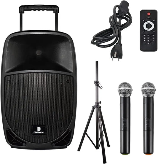 PRORECK Freedom 12 Portable Wireless 12" 500W PA Speaker with Rechargeable Battery, BT/USB/SD/FM, Remote & Wireless Mic.