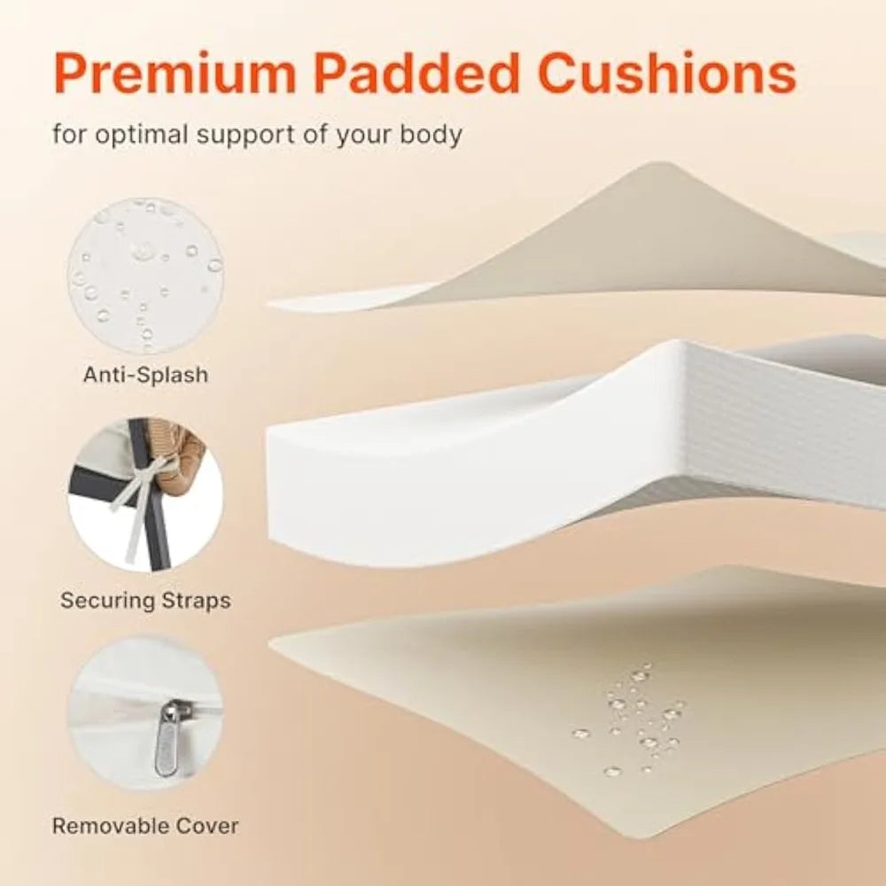 Outdoor Patio Dining Set, 5 Pieces Rattan Patio Table and Chairs Set with Cushion and Umbrella Hole, Wicker Outdoor Patio