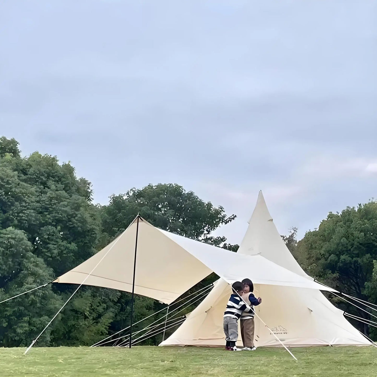 4-Season Luxury Bell Tent 9.85FT - Canvas Hot Tent with Aluminum Poles for Family Camping Hiking All-Weather