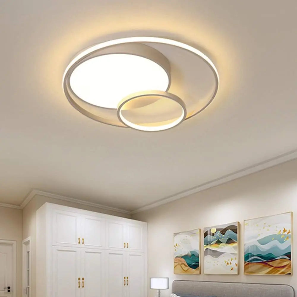 3-Rings LED Flush Mount Ceiling Light 3-Color Dimming Round Chandelier Modern 55W Dimmable Lamp  Living Room Kitchen Lights