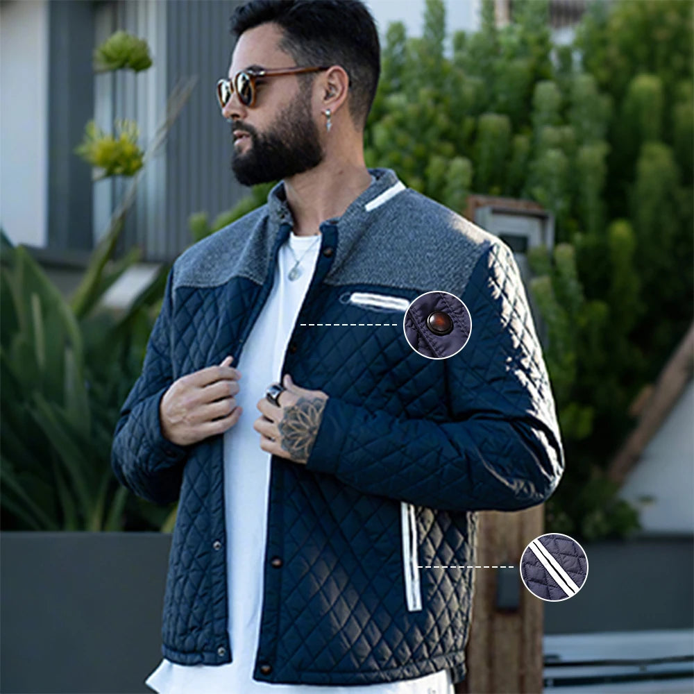 Men's Jackets Winter Warm Bomber Quilted Coat Lightweight Business Casual Button Down Clothing Waterproof Warm Jackets US Size