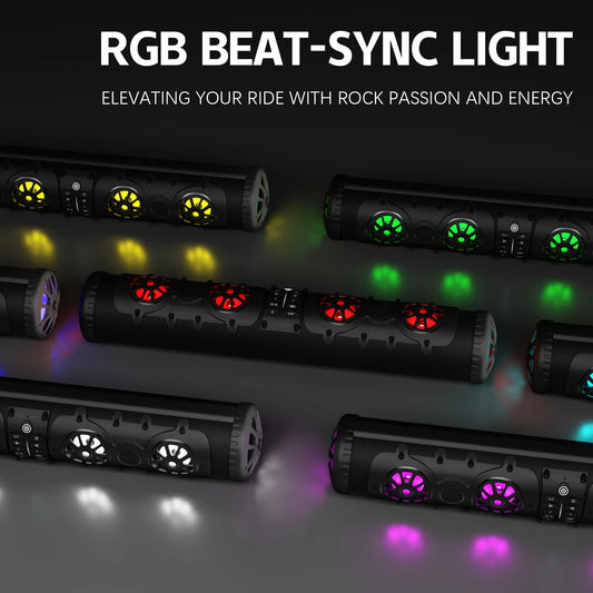 Sound Bar with 500W Peak Power IP66 Waterproof Bluetooth 5.3 RGB Beat Sync Light Easy Installation Full Range Speakers for Outdo