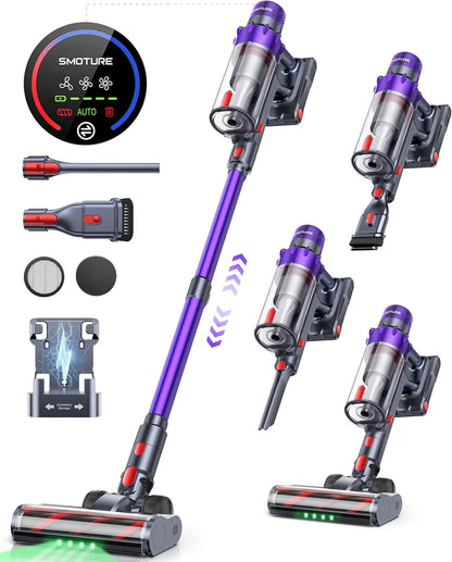 Cordless Vacuum Cleaner 600W 50KPA 65 Min Runtime, Self-Standing Stick Vacuum with Auto Mode for Pet Hair Carpet Floor