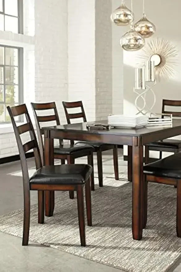 XMSJ-Coviar 6 Piece Dining Set, Includes Table, 4 Chairs & Bench, Dark Brown