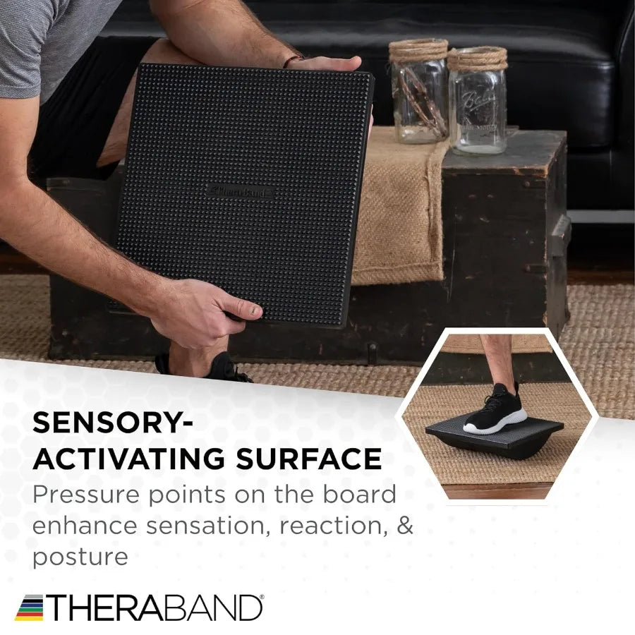 THERABAND Rocker Board Stability and Balance Trainer Lateral Wobble Board for Core Strength Development Physical Therapy Rehabi