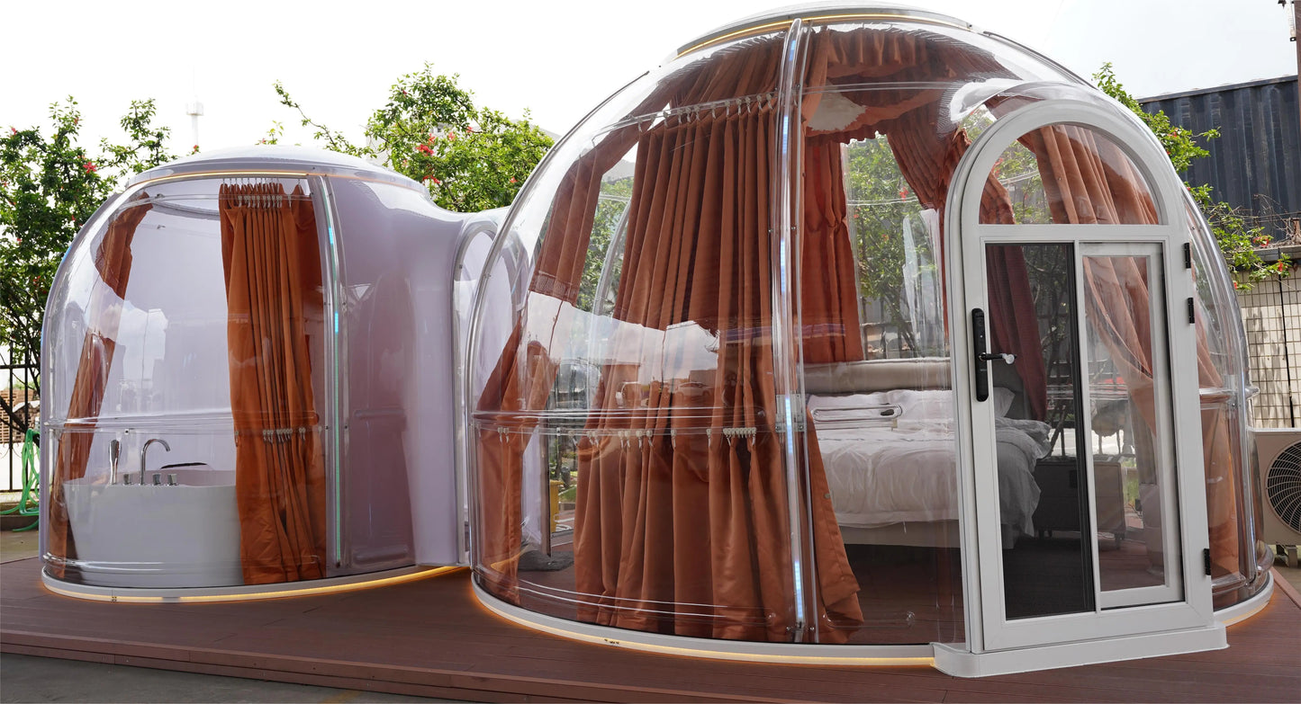 Transparent Luxury Outdoor Bubble House Star Room Igloo Glamping 8 People Dining Room