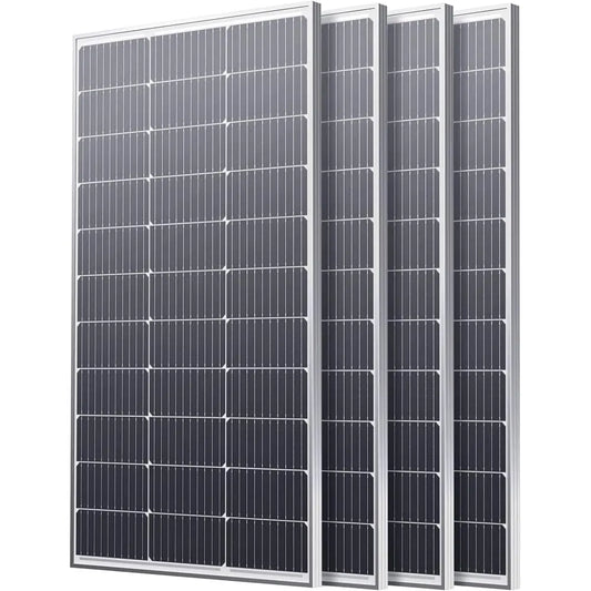400W Solar Panel, 4 Pcs 100 Watt Solar Panel with High-Output Design, High Efficiency Monocrystalline PV Module for 12V/24V/48V
