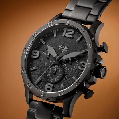 Men's Oversized Stainless Steel Chronograph Watch with Date Display and Water Resistance
