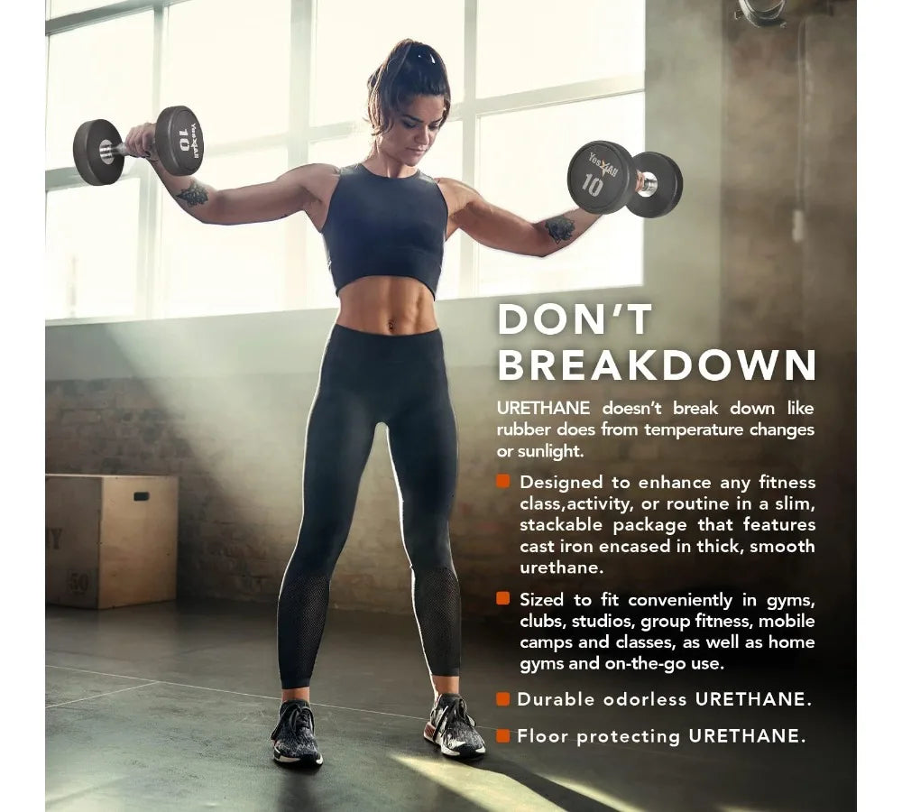 Urethane Dumbbell Anti-Slip Knurled Handle 5-50 LB Muscle Building Home Gym Fitness Equipment