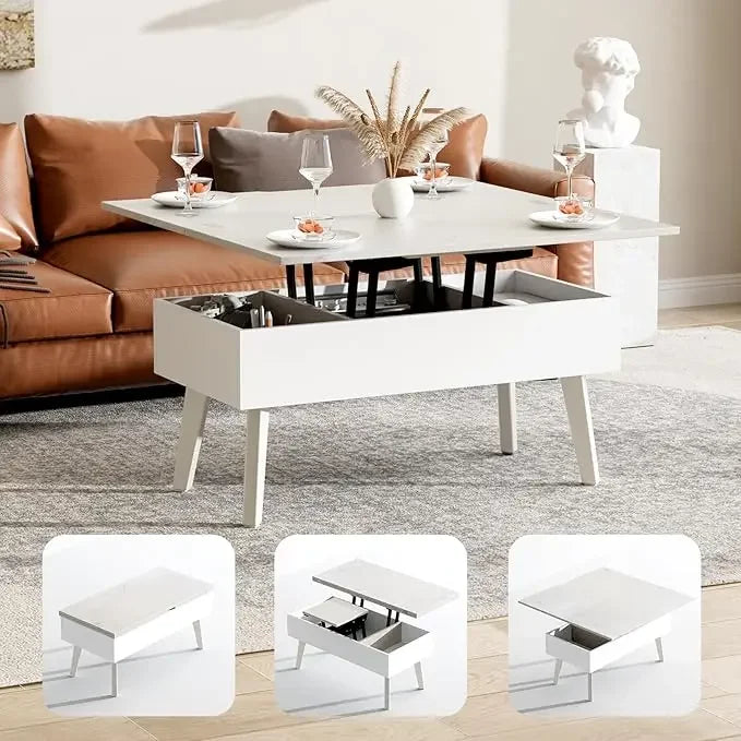 3 in 1 Lift Top Coffee Table, Ten Minutes Install Multifunction Coffee Table, Coffee Table Converts to Dining Table, Lift Top Di