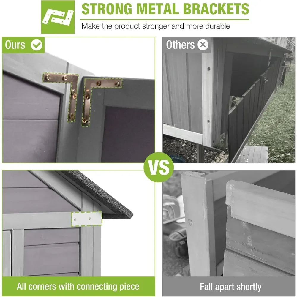 Chicken Coop for 10-12 Chickens with Large Wheels Wooden Large Chicken Coop Spacious Habitat with 4 Perches 4 Nesting