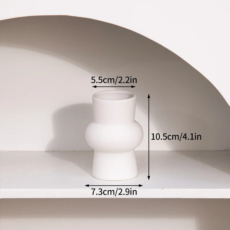 White Ceramic Vases Decorative Pottery Vase Dried Arrangement Flower Bottle Vases Decoration Home Room Decor Modern Decor Vases