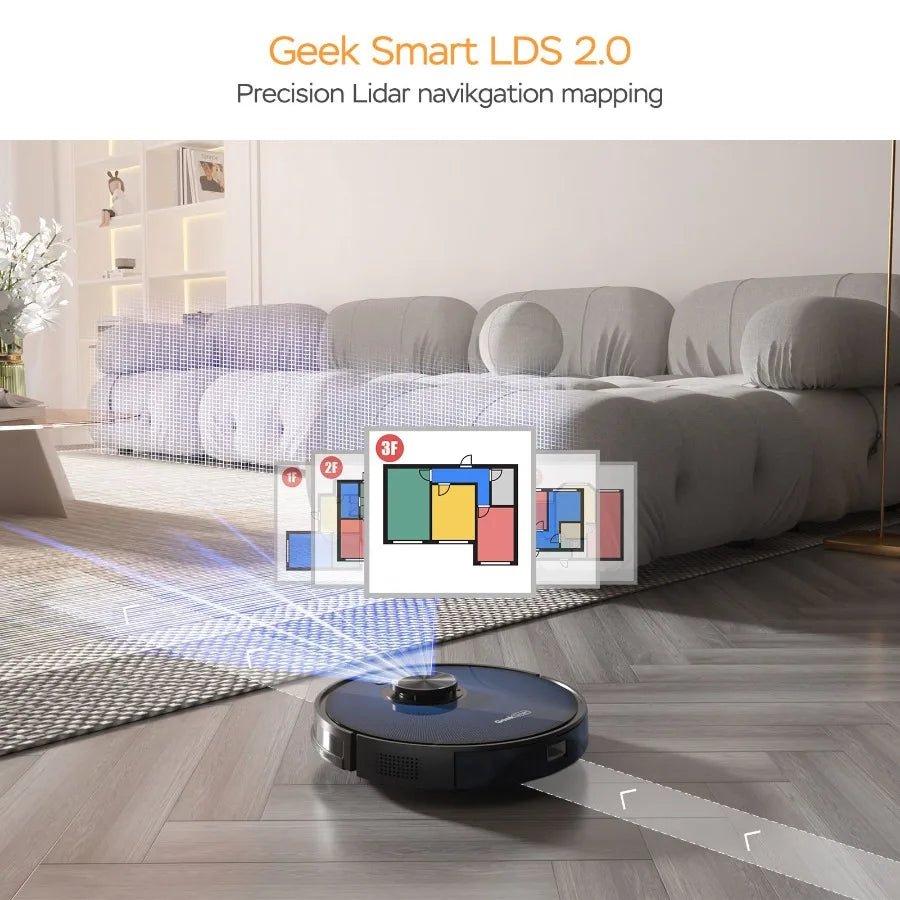 L7 Robot Vacuum Cleaner and Mop with LDS Navigation Wi-Fi Connected App Selective Room Cleaning Max 2700 PA Suction Suitable fo