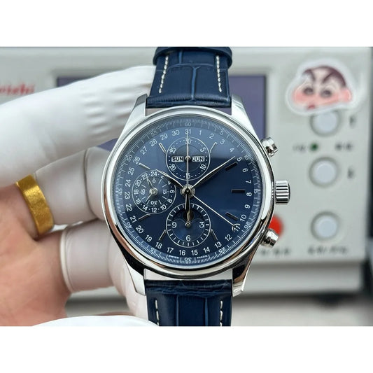 2026 New An Elegant Men's Watch with A Silver Dial and Moon Phase Display Suitable for Various Occasions