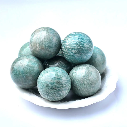 1PC 100% Natural Amazonite Ball Polished Globe Massaging Ball Reiki Healing Stone Home Decoration Exquisite Gifts Souvenirs Gift