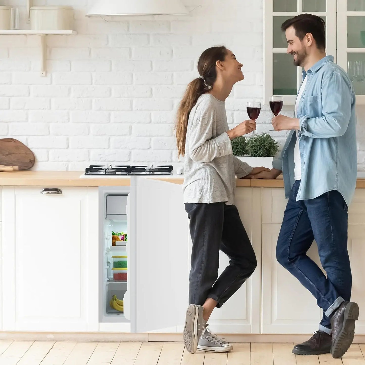 4.3 Cu.Ft Mini Fridge with Freezer, Compact Single Door Refrigerator Adjustable Thermostat Energy-Efficient & Low Noise