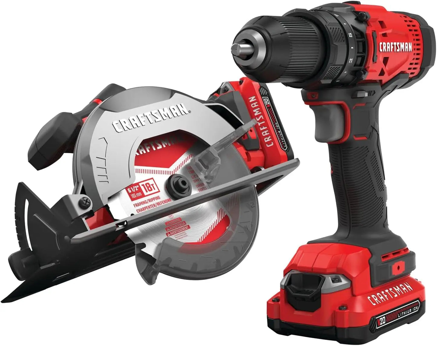 V20 Cordless Power Tool Combo Kit with Drill, Circular Saw, 2 Batteries & Charger