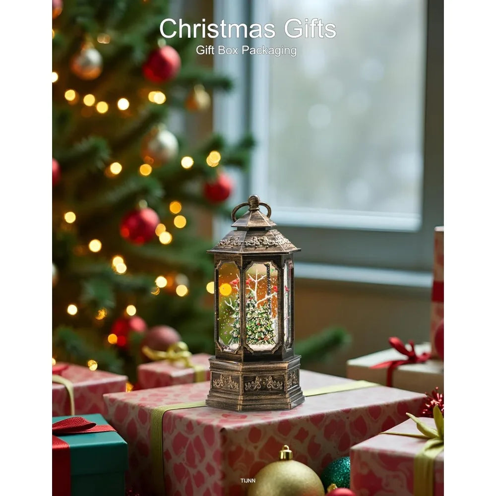 Illuminated Christmas Snow Globe with Glitter and Music, USB/Battery Powered, Featuring Cardinals in the Enchanted Forest