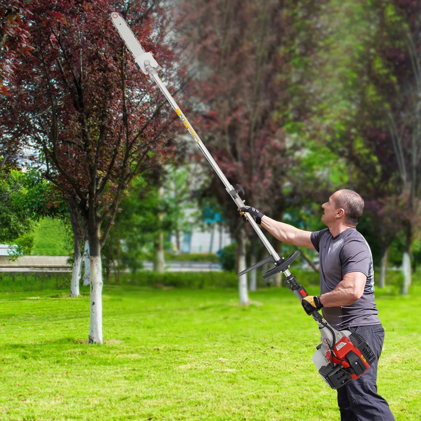 52CC 2-Strokes Brush Cutter Grass Trimmer 10 in 1 Lawn Mower Pruner Tool Gasoline Powered Weed Wacker Brush Multifunctional Tree