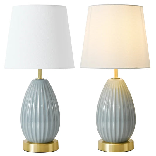 18-Inch Table Lamp with E26 Black Bakelite Socket, 60W Max (Bulb Excluded), Rotary Switch, Antique Brass & Light Blue Finish