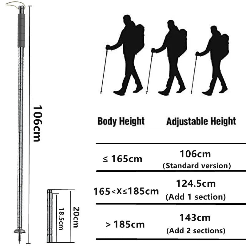 Trekking Poles Multifunctional Lightweight Foldable Aluminum Alloy Alpenstock Outdoor Camping Hiking Stick Self Defense Stick