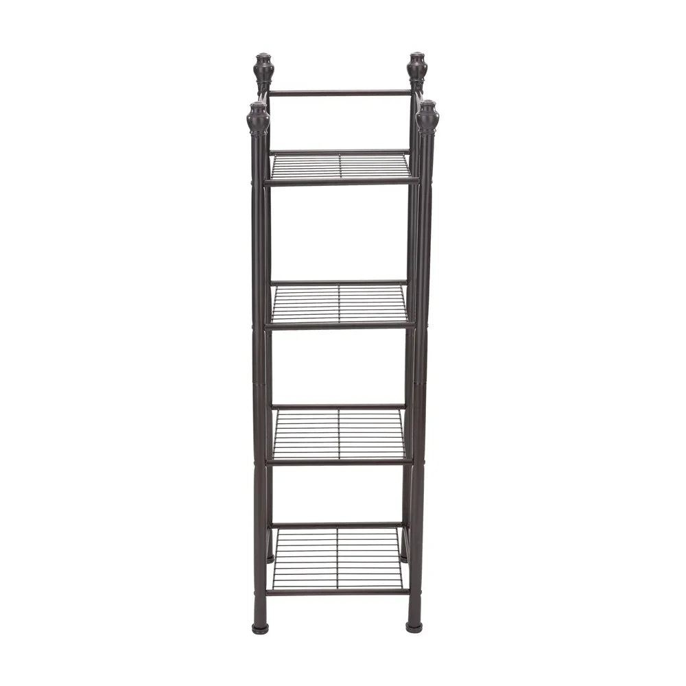 4 Tier Metal Storage Shelf Tower Bathroom Organizer Easy Assembly Freestanding Design Indoor Use Space Saving Solution